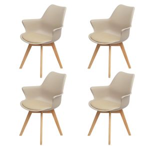 Kit 4 Cadeiras com Bracos Joly Wood Or Design Assento Em Polipropileno Fendi Base Madeira Kit 4 Cadeiras com Bracos Joly Wood Or Design Assento Em Polipropileno Fendi Base Madeira